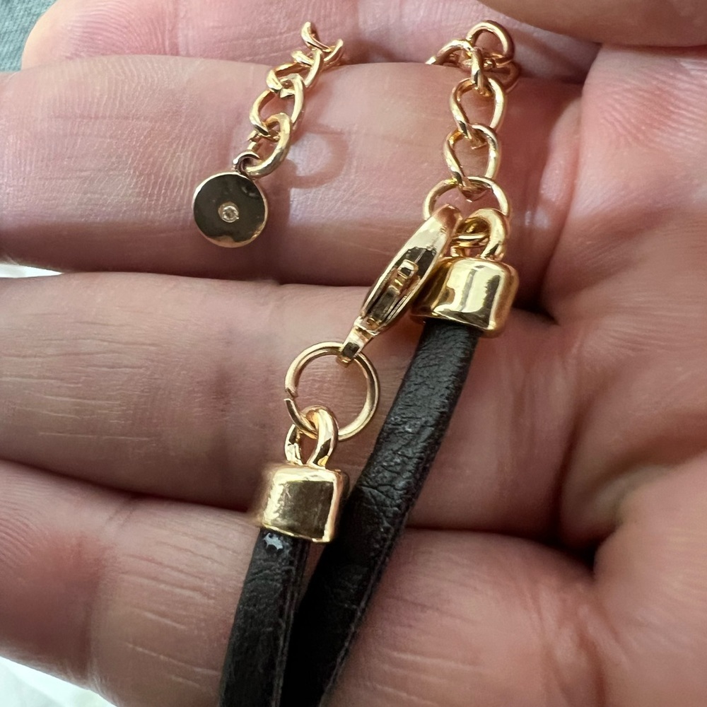 Fashion Necklace BoHo Chic Style W/ Leather Strap And 18kt Gold Plated☑️ - Picture 5 of 13